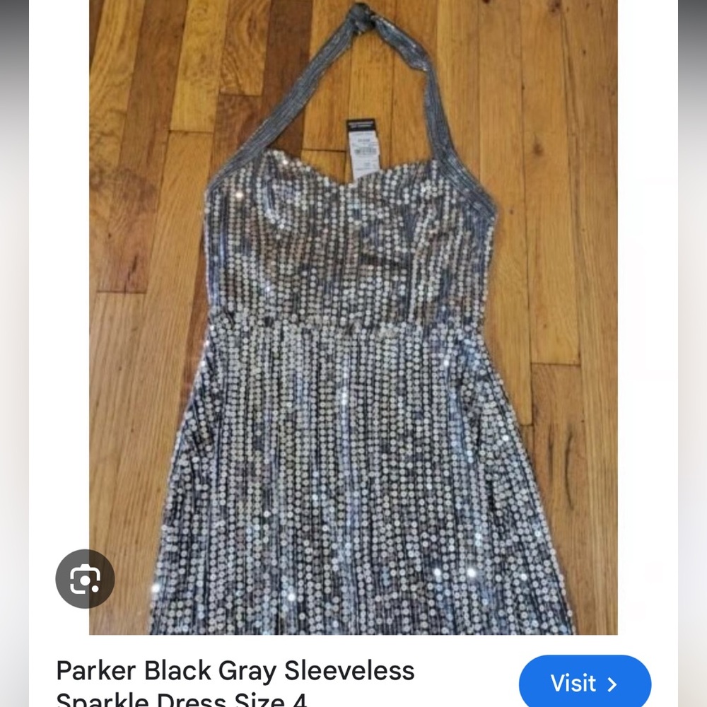 Parker Black and Silver Sequin Maxi Halter Gown